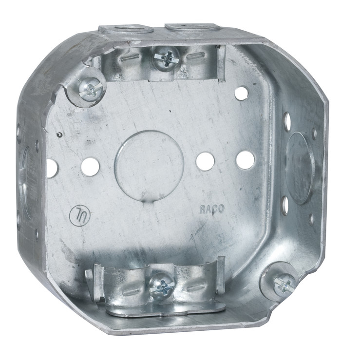 RACO 145 4 in. Drawn Steel Octagon Box with NMSC Clamps