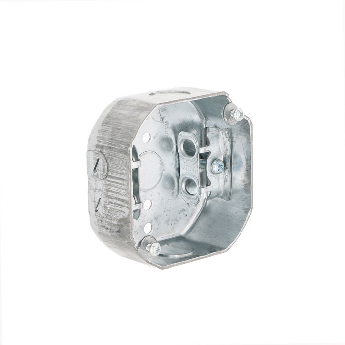 RACO 153 4 in. Drawn Steel Octagon Box, 1-1/2 in. Deep, AC/MC/Flex Clamps
