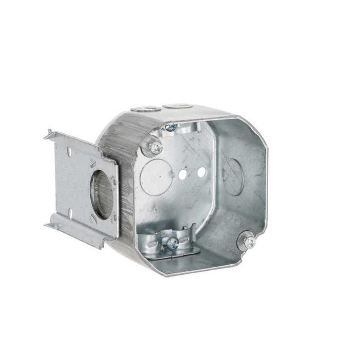 RACO 176 4 in. Steel Octagon Box, Drawn, 2-1/8 in. Deep, NMSC Clamps