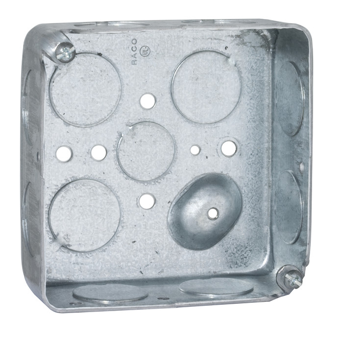 RACO 191 4 in. Square Drawn Steel Box, 1-1/2 in. Deep, Raised Ground