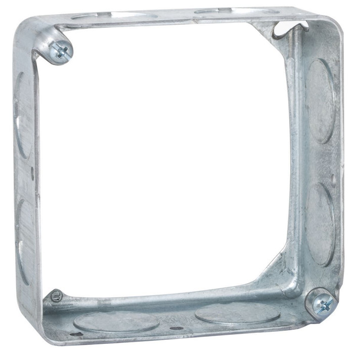 RACO 202 4 in. Square Steel Extension Ring, 1-1/2 in. Deep, Eight 3/4 in. KO's