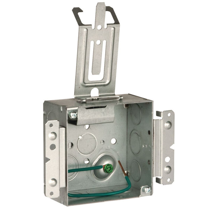 RACO 232MSCM 4 in. Square Welded Box, STAB-IT® Connector, M Bracket, 2-1/8 in. Deep