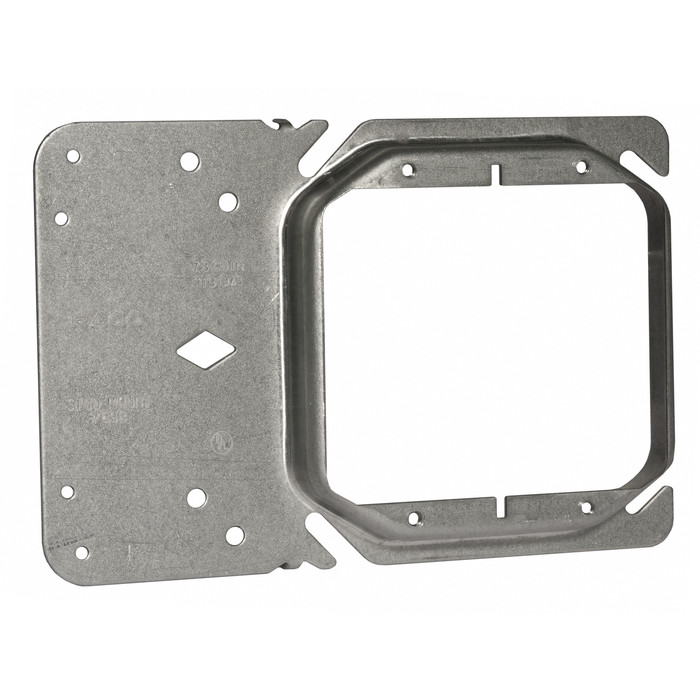 RACO 769B 4 in. Square Two-Device Stud Mount Raised Cover, 5/8 in., Drawn, Pack of 100