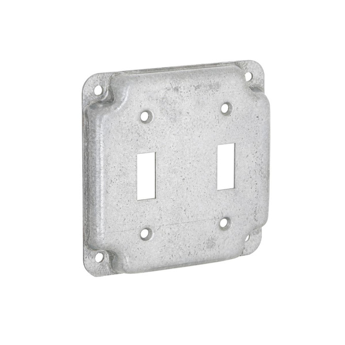 RACO 803C 4 in. Square Exposed Work Cover, 2-Toggle Switch Configuration