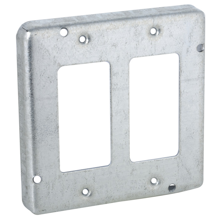 RACO 857 4-11/16 in. Square Exposed-Work Cover, 2-GFCI/2-Decorator Device Configuration