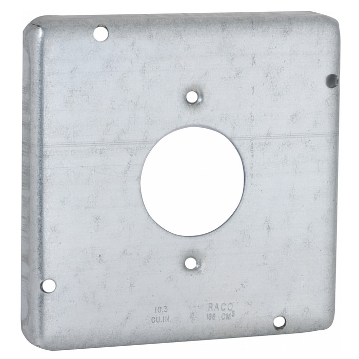RACO 887 4-11/16 in. Square Exposed Work Cover, 20A Receptacle, 1.594 in. Diameter