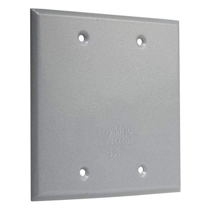 TayMac BC200S Die Cast Metal 2-Gang Flat Blank Cover, Powder Coated Finish
