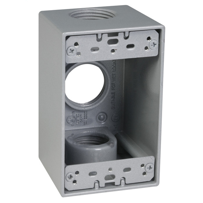 TayMac SB3100S Powder Coated Die Cast Weatherproof Outlet Box, 1-Gang, 23-Cubic-Inch
