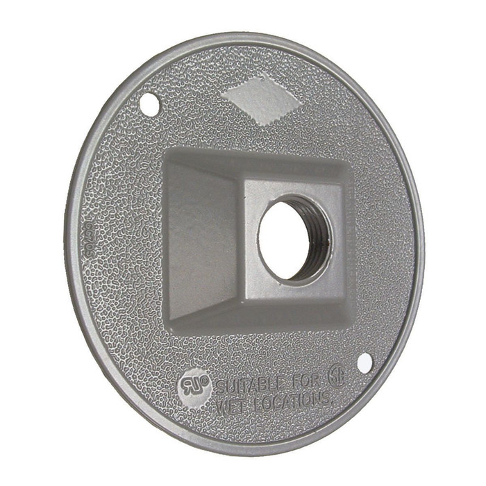 Bell 5193-0 Round Weatherproof Cluster Cover, Metallic Gray Finish, One 1/2 in. Threaded Outlet