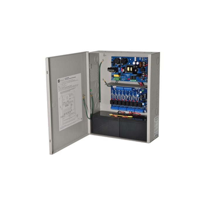 Altronix AL600ULACMCB Power Supply/Access Power Controller, Input 115VAC 60Hz at 3.5A, 8 PTC Outputs, 12/24VDC at 6A, Grey Enclosure