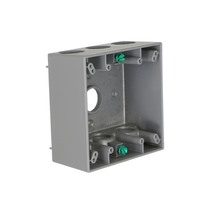 Bell 5348-0 2-Gang Weatherproof Outlet Box, Aluminum, Seven 3/4 in. Threaded Outlets, Gray