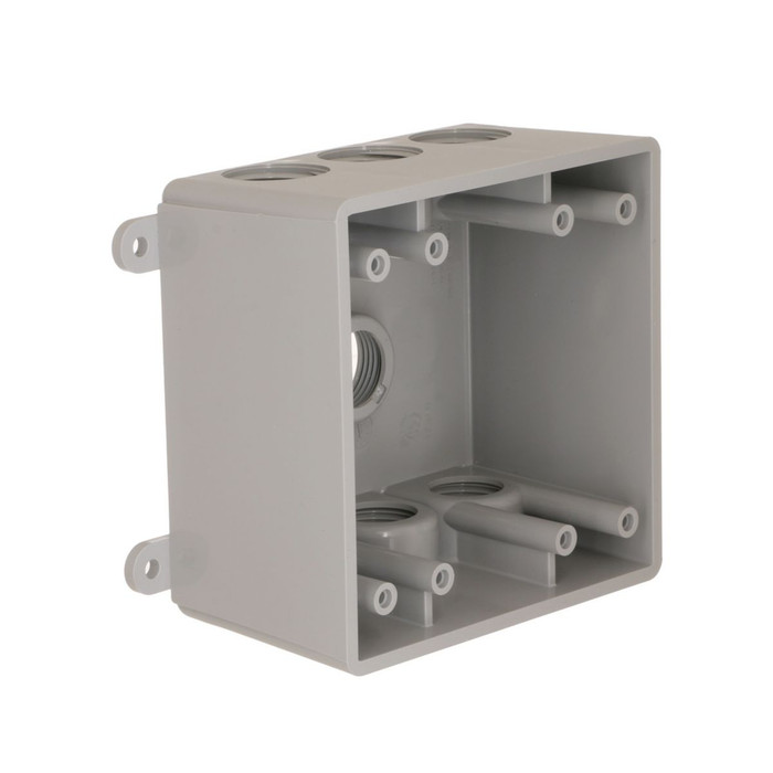 Bell PDBD77550GY 2-Gang Deep Weatherproof Outlet Box, Nonmetallic, Gray