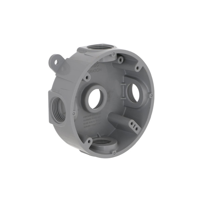 Bell PRB57550GY Round Five-Outlet Nonmetallic Weatherproof Box, Gray