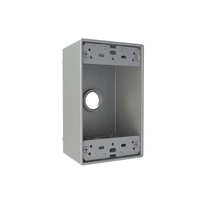 TAYMAC SB350S 1-Gang Weatherproof Box, Three 1/2 in. Threaded Outlets, Metallic Gray