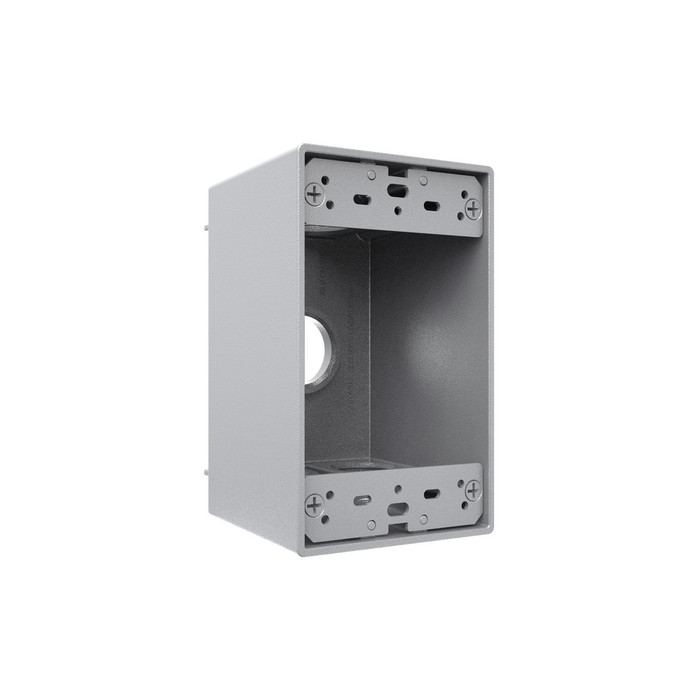 TayMac SD475S 1-Gang Weatherproof Deep Box, Cast Metal, Four 3/4 in. Threaded Outlets, Gray