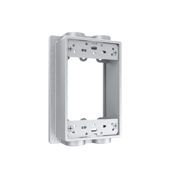 TayMac SE450S 1-Gang Weatherproof Extension Adapter, Four 1/2 in. Threaded Outlets, Gray Cast Metal
