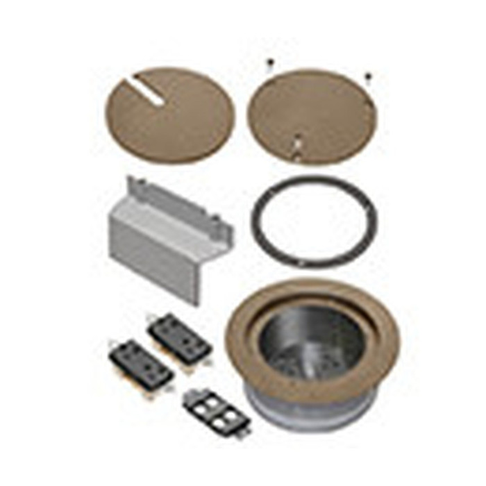 Arlington Industries FLBC5570NL Recessed Concrete Floor Box Cover Kit with Two Receptacles, 5.5" Box