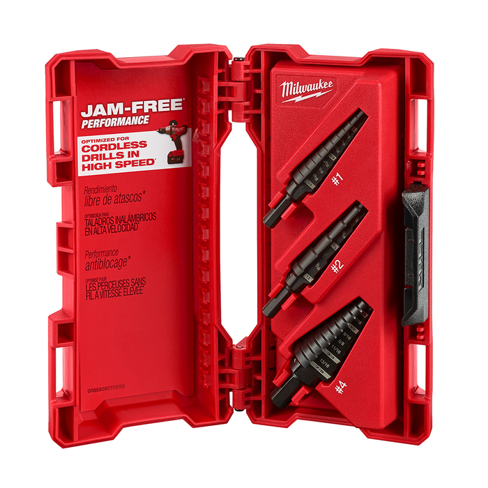 Milwaukee 48-89-9221 3-Piece Black Oxide Steel Dual-Flute Step Drill Bit Set