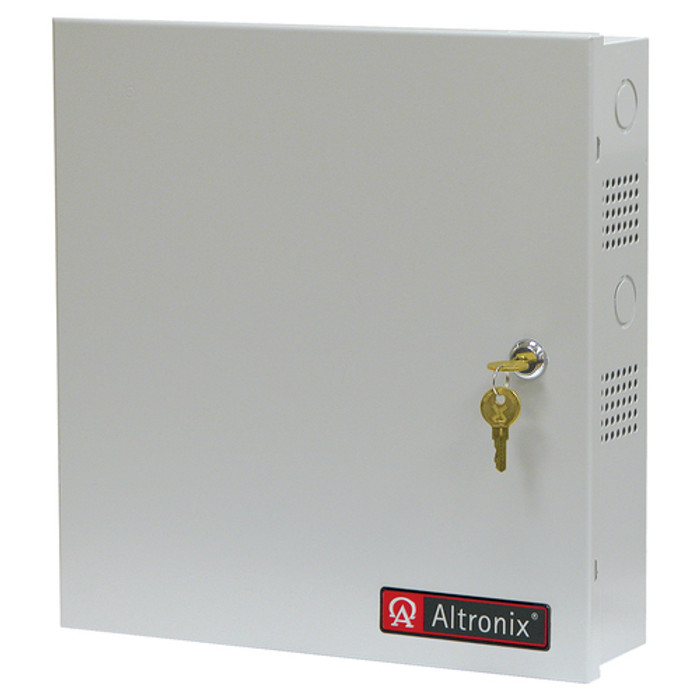 Altronix SMP3PMP4CB Supervised Power Supply/Charger, 115VAC 50/60Hz at 0.65A or 230VAC 50/60Hz at 0.35A Input, 4 PTC Protected Outputs 12/24VDC at 2.5A, Grey Enclosure