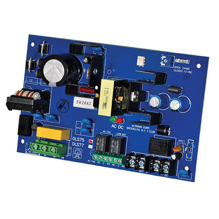 Altronix OLS75 Offline Switching Power Supply Board, 115VAC 50/60Hz at 0.95A or 230VAC 50/60Hz at 0.6A, 12/24VDC at 2.5A Output