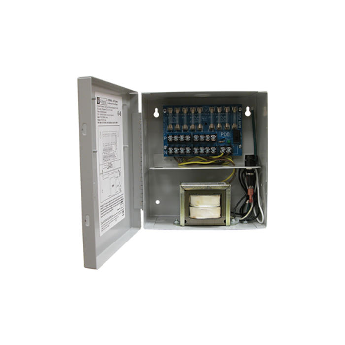 Altronix ALTV248UL CCTV Power Supply, Input 115VAC 50/60Hz at 0.9A, 8 Fuse Protected Outputs, 24VAC at 3.5A or 28VAC at 3A, Grey Enclosure