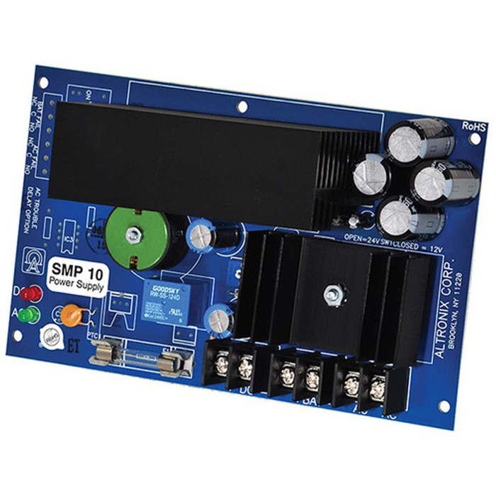 Altronix SMP10 Switching Power Supply Board, 24/28VAC Input, 12/24VDC Selectable at 10A Output