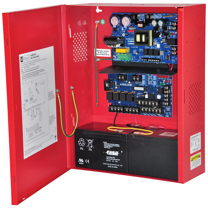 Altronix AL802ULADA NAC Power Extender, Input 120VAC 60Hz at 5A, Class 2 Rated Power Limited Outputs, Red Enclosure