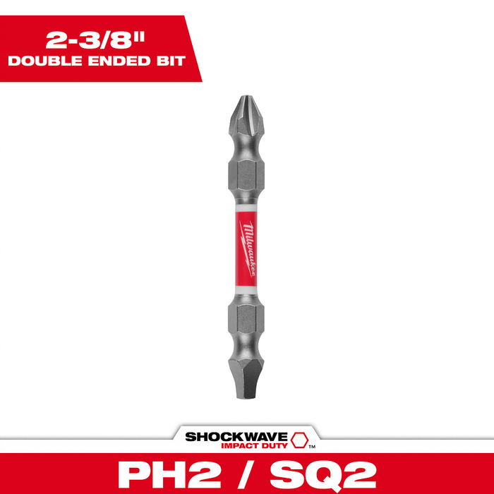 Milwaukee 48-32-4311 SHOCKWAVE PH2/SQ2 Impact-Duty Double-Ended Driver Bit