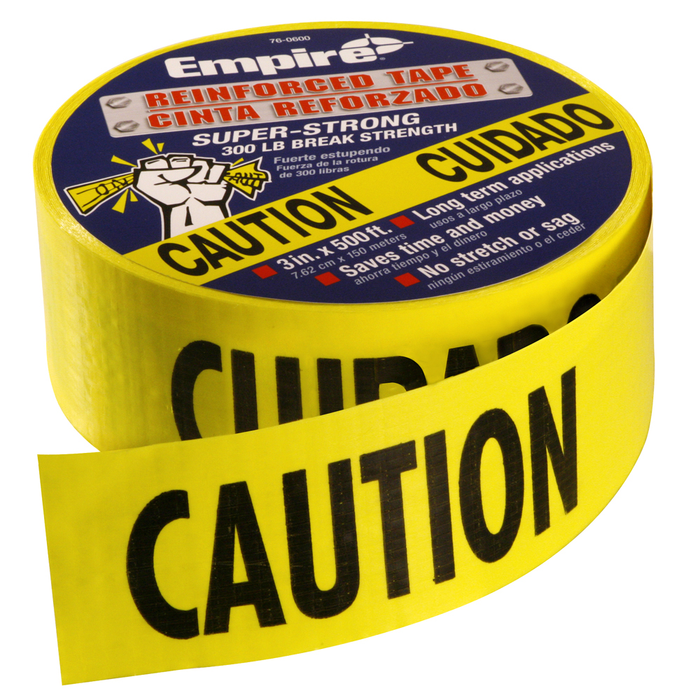Milwaukee 76-0600 Reinforced Yellow Barricade Tape, 500 ft. CAUTION/CUIDADO