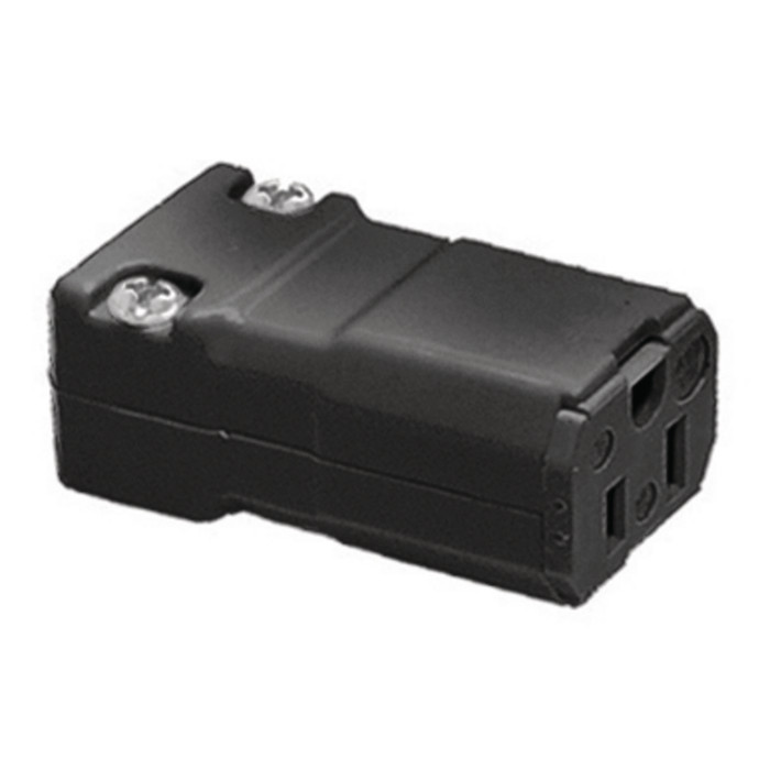 Hubbell Wiring HBL5969VBLK 3-Wire 2-Pole Straight Blade Connector, 125V 15A Black Valise®