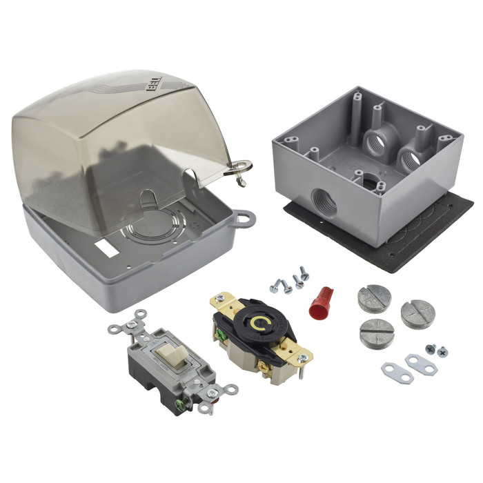 Hubbell Wiring HBLPKL520 Gray Twist-Lock® Pool Pump Receptacle Kit, 3-Wire 2-Pole, 15-Amp