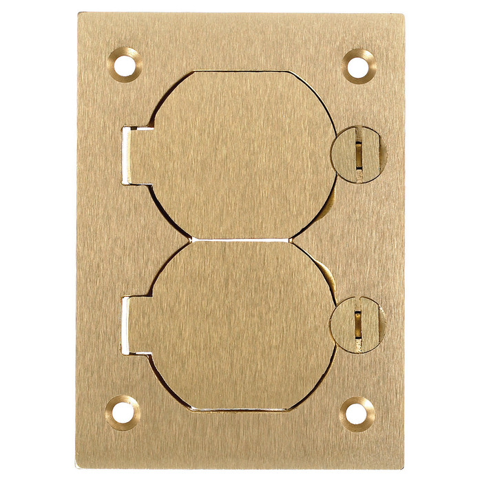 Hubbell Wiring S3825 Brass 1-Gang Carpet/Tile ScrubShield® Floor Box Cover, 4.15-Inch x 2.99-Inch