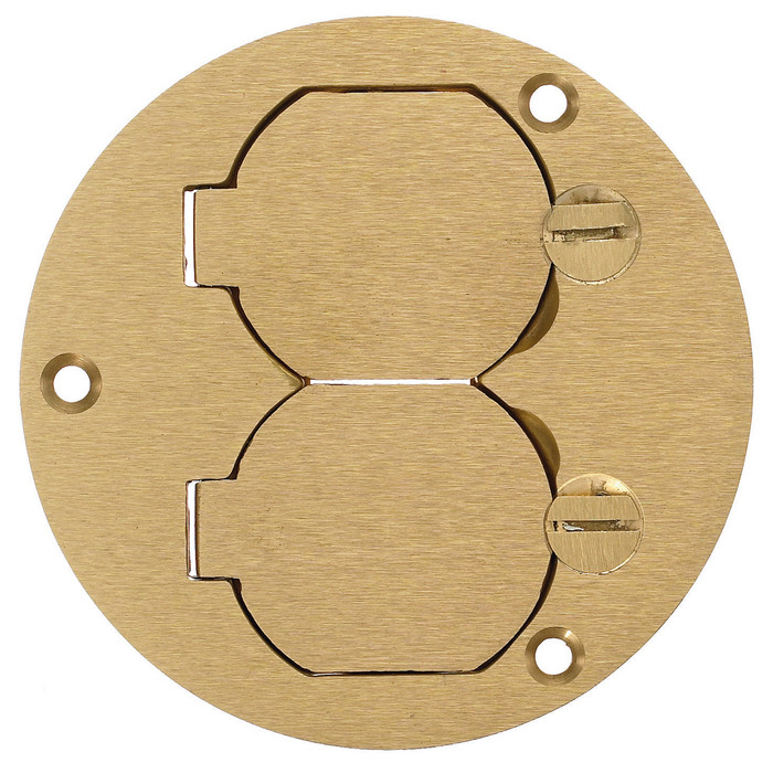Hubbell Wiring S3925 Brass ScrubShield® Carpet/Tile Floor Box Cover, 3.88-Inch