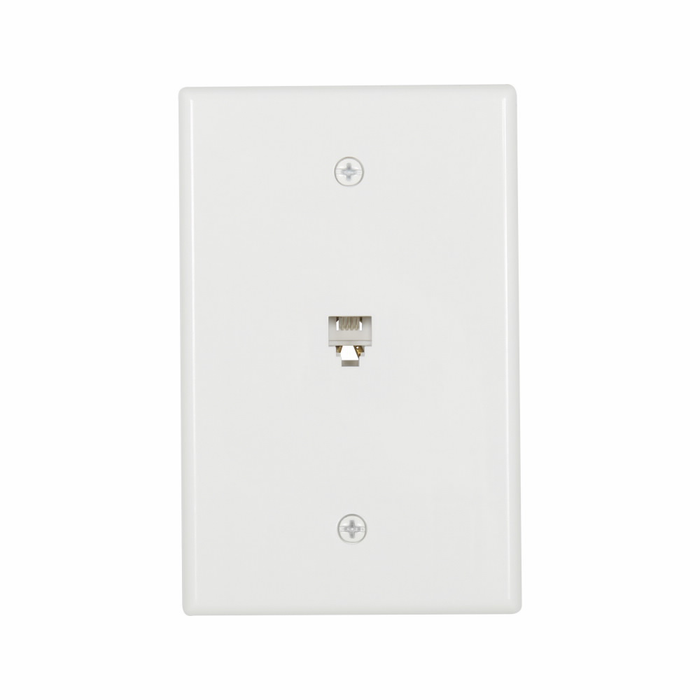 Eaton 3533-4W Surface Mount Telephone Jack Wallplate, White Thermoplastic, RJ11/RJ14