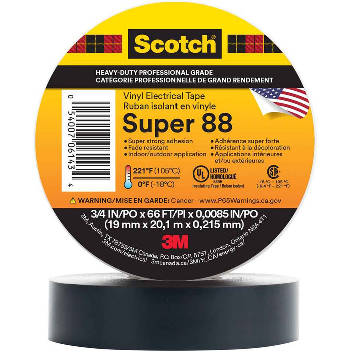 Scotch Vinyl Electrical Tape Super 88, Black