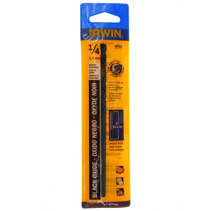 Irwin 66716 Black Oxide High-Speed Steel Twist Drill Bit with Aircraft Extension