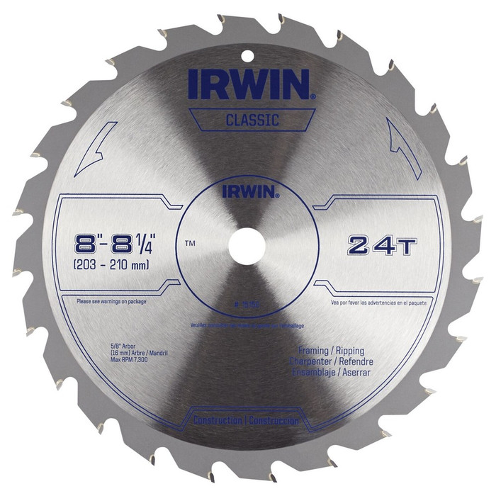 Irwin 15150 Classic Series Carbide Table / Miter Circular Saw Blade, 8 1/4-Inch, 24T