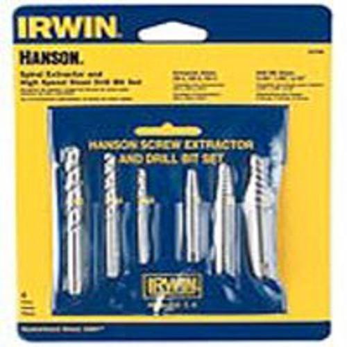Irwin 53700 Spiral Screw Extractor and HSS Drill Bit Set, 6-Piece