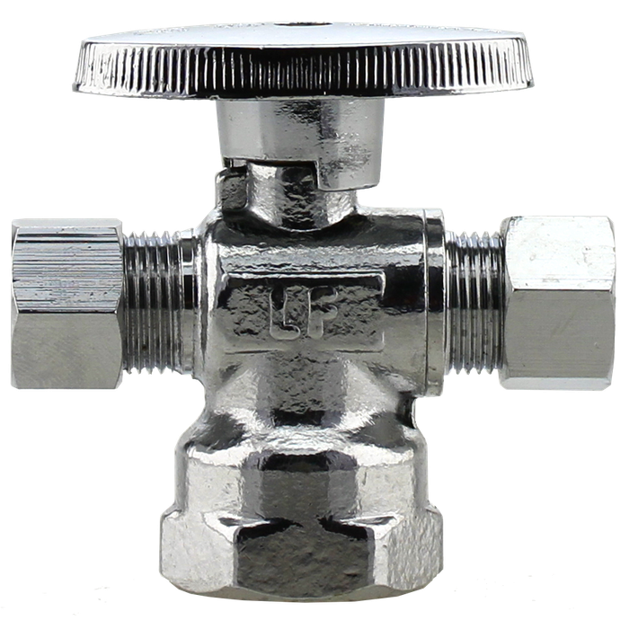 Boshart 08SVD-05F03CPNL Dual Outlet Angle Supply Stop Valve, No-Lead Chrome-Plated