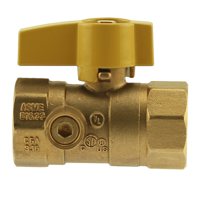Boshart 0832TP-05 Gas Ball Valve, FPT x FPT, T-Handle with 1/8" Pilot Tap