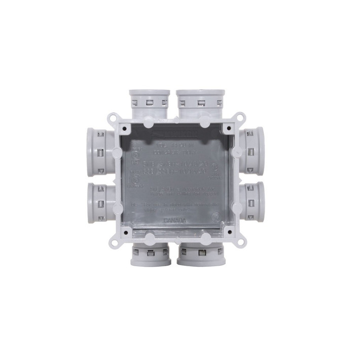 IPEX SSBH-15/20 PVC Shallow Square Slab Box with Molded Connectors, 3/4-Inch and 1-Inch Hubs