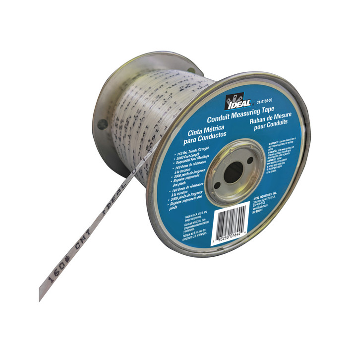 Ideal Industries 31-0160-30 Pro-Pull Polyester Fiber Conduit Measuring Tape, 3000-ft