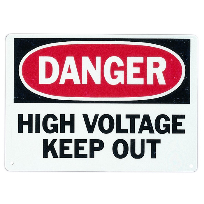 Ideal Industries 44-880 Danger High Voltage Keep Out Safety Sign, Fiberglass