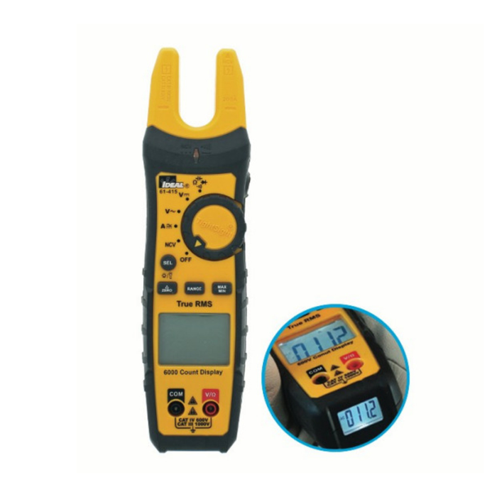 Ideal Industries 61-415 TRMS Digital Split Jaw Fork Meter, 200-Amp AC/DC, 1000-Volt, TightSight
