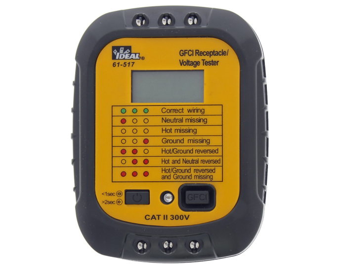 Ideal Industries 61-517 GFCI Receptacle/Voltage Tester, 120V AC