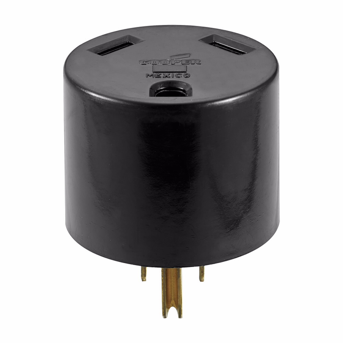Eaton 1264-BOX TT-30 Receptacle Adapter, NEMA 5-15R/5-20R, Black Thermoplastic