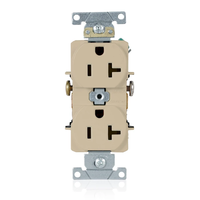 Leviton 5342-I Ivory Straight Blade Duplex Receptacle, Pack of 100