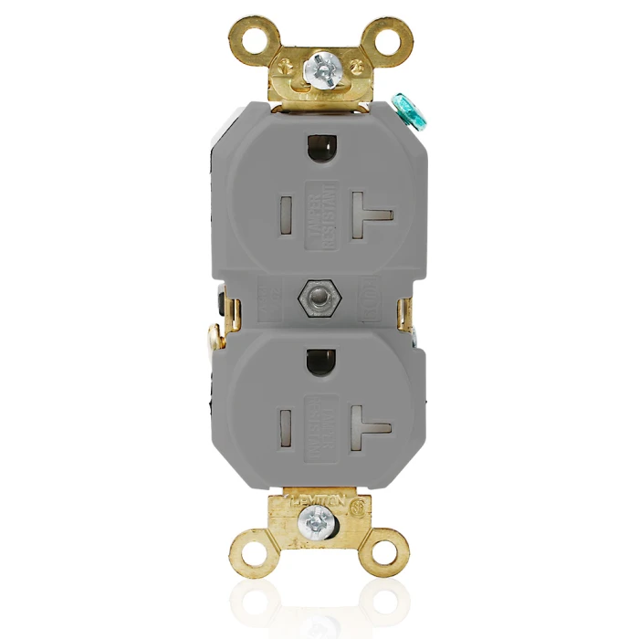 Leviton 5362-SGG Duplex Receptacle, Industrial Grade Gray