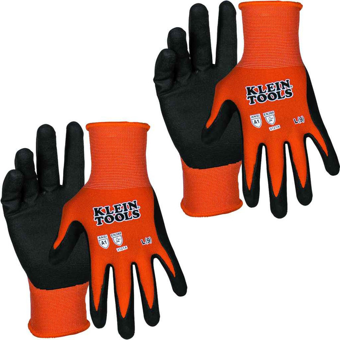 Klein Tools Cut Level A1 Knit Dipped Work Gloves with Touchscreen Capability