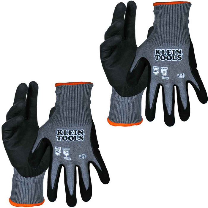 Klein Tools Cut Level A2 Knit Dipped Work Gloves with Touchscreen Capability